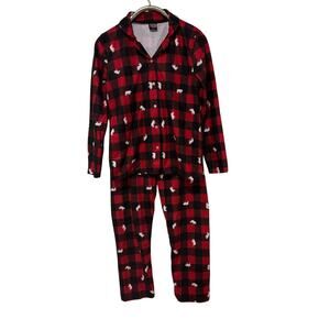 PJ's & Presents Buffalo Plaid Polar Bear Christmas Pajamas Women's M